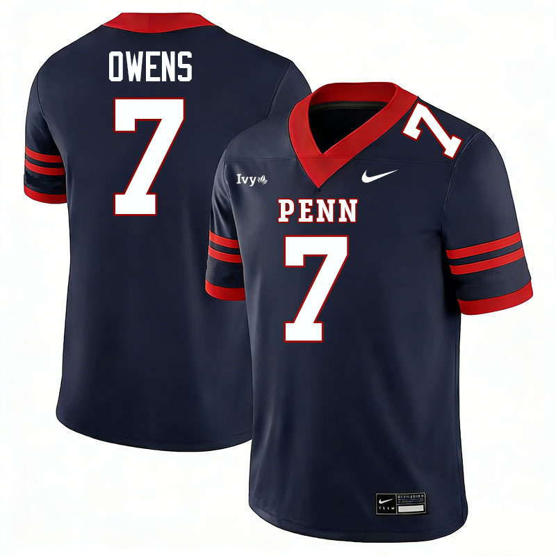 Pennsylvania Quakers #7 Bisi Owens College Football Jerseys,Uniforms Stitched-Navy